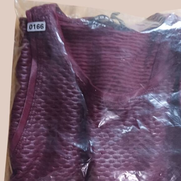 Koral Womens Shiny Sleeveless Racerback & net pattern Top  Burgundy Size Xsmall - Picture 8 of 10